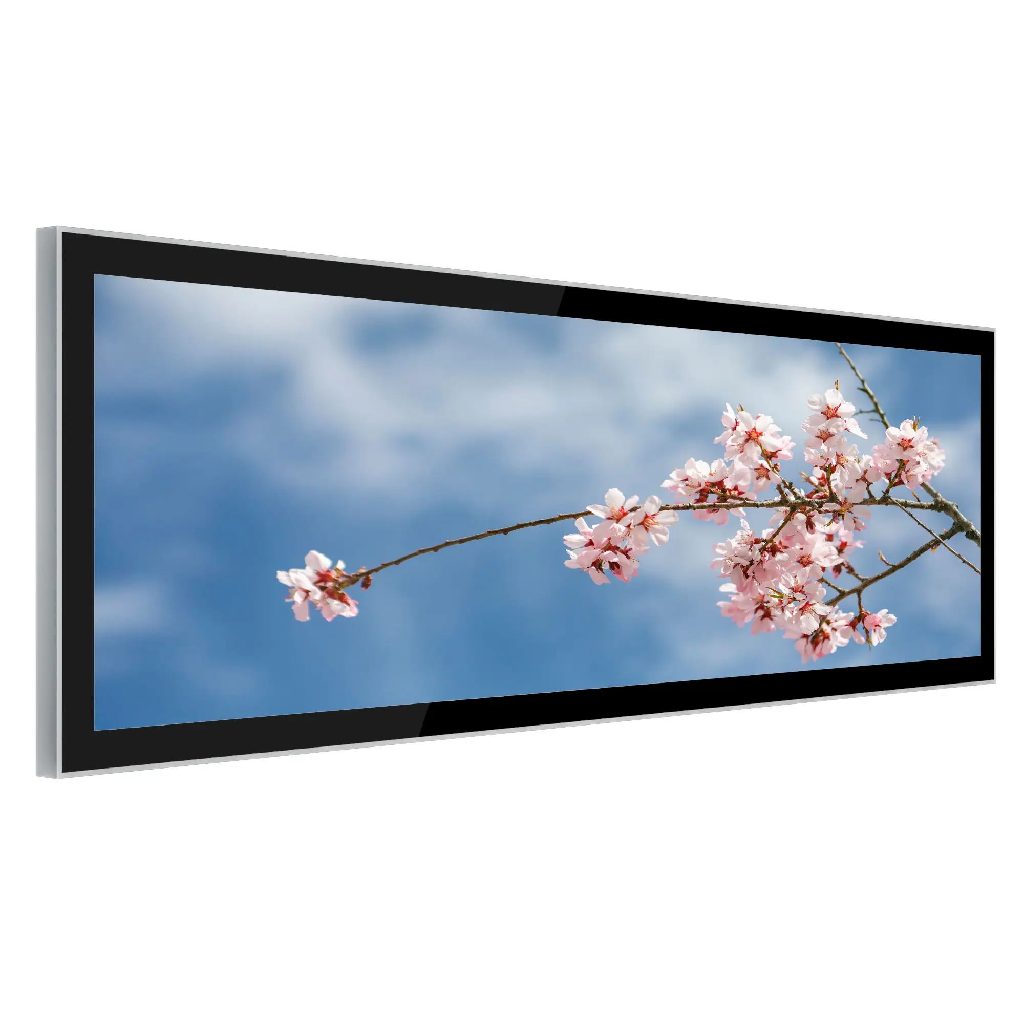 Supermarket Slim Digital Signage Rak Tepi Layar Iklan Strip Ultra Wide LCD Monitor Membentang Bar Display