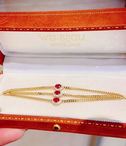 Xinfly Women's Trendy Heart-Shaped 18K Au750 Gold <b>Bracelet</b> with Real <b>Ruby</b> Diamond for Wedding Parties or Gifts - Product Image 5