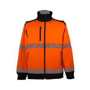 Chaquetas de Seguridad Personalizables con Franjas Reflectantes de 360 Grados, Manga Larga, en Verde, Naranja y Negro, con Tres Bolsillos y Cierre de Cremallera - Product Image 1
