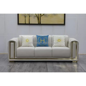 Pzcn โซฟาบ้านสไตล์อิตาลี, โซฟาห้องนั่งเล่นหรูหราเฟอร์นิเจอร์1 + 2 + 3ที่นั่งตกแต่งด้วยทองคำ - Product Image 3
