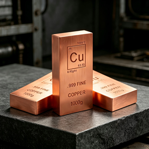 Copper Bullion Bar 1000g .999 Fine Rectangle <b>Plaque</b> With Periodic Table <b>Engraving</b> Polished Surface Art Display - Product Image 2
