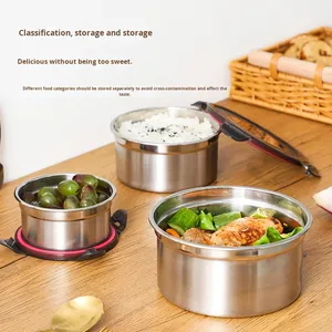 Wadah Penyimpanan Makanan Kedap Udara dari Baja Tahan Karat 304 dengan Tutup Anti Bocor Anti Lembab untuk Persiapan Makan Siang, Dapur, dan Berkemah - Product Image 1