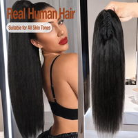 Queue de cheval à clipser 100% cheveux humains Yaki lisses, cheveux humains Remy véritables