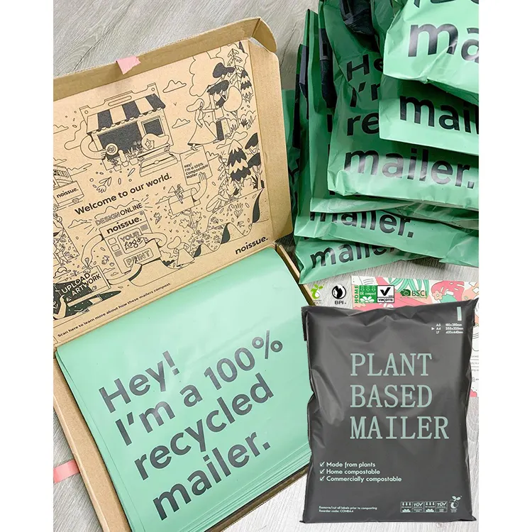 לוגו מותאם אישית הדפסת 100% צמח לסביבה Compostable Polymailer פלסטיק מיילר להלביש דואר חינם אריזת דיוור שקיות עבור בגדים