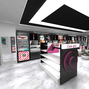 Vitrine cosmétique double face noire haut de gamme <span class=keywords><strong>pour</strong></span> magasin de beauté Mid Island Counter avec étagères de soins de la peau Vitrine de maquillage - Product Image 2