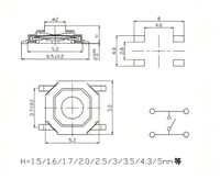 Interrupteur Tactile Étanche à 4 Broches, Bouton Micro-interrupteur Latéral 121243/5/55/6/65/7/8/9/10 mm, Emballage en Bobine