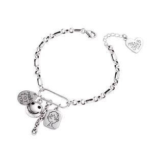 Smiley Face <b>Charm</b> Bracelet S925 Sterling <b>Silver</b> Women's Everyday Wear Cartoon Style Fine Jewelry - Product Image 5