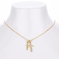 Collier pendentif double croix en argent sterling 925, chaîne en corde, bijoux de luxe pour femmes, tendance