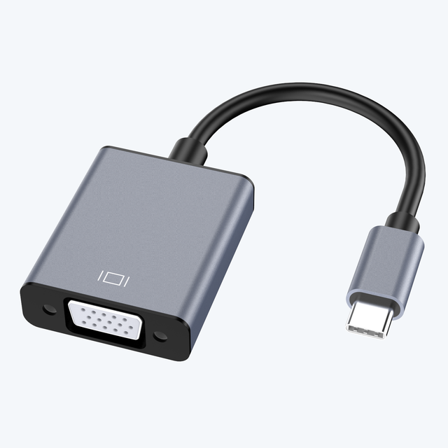 OEM Aluminum 1080P Type-C VGA Adapter USB C VGA Converter Cable PVC Jacket Combination for Computer Monitor Projector Adapter