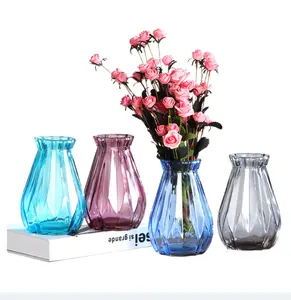 Hot Sale Nordic Modern Simple Home Decorative Simple Multi-color Transparent Clear Glass Flower Vase for Home Table Decoration