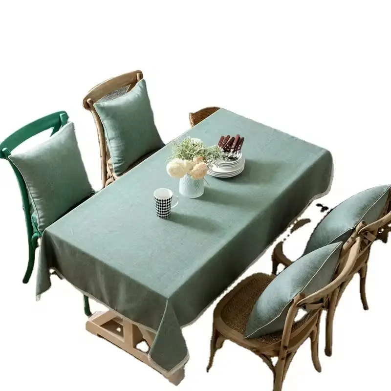 Mantel de lino grueso de bambú, mantel de mesa de té, mantel cuadrado rectangular sólido