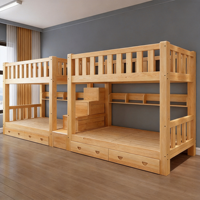 Lit superposé pour tout-petits sur mesure |   Minimalisme italien, bois massif épaissi, multifonctionnel, 4500x1000x1800mm, pour les écoles maternelles