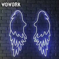 WOWORK 2026, enseigne lumineuse néon personnalisée en forme d'ailes, 12 V, étanche, pour la publicité, les événements, les accessoires photo, les vitrines de magasins