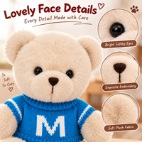 Cremefarbener Soft-Touch Plüsch-Teddybär mit Buchstaben-Pullover, Kuscheliges Stofftier für Geburtstag und Schlafzimmerdekoration