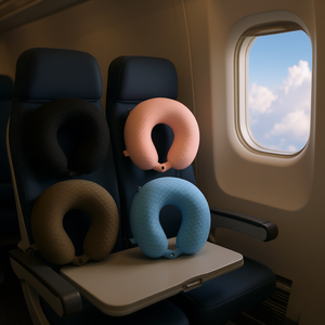 Cuscino da viaggio Ilan con supporto cervicale viscoelastico per viaggi in aereo e auto - Product Image 1