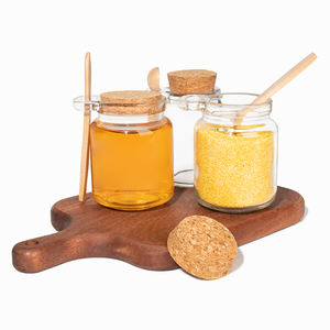 Botella de pudín de leche esmerilada transparente vacía, tarro de vidrio de 250ml con tapa de corcho y cuchara para nueces, alimentos de miel para bodas - Product Image 3