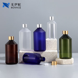 Minnie 500ml Brown <b>Plastic</b> Lotion Bottle Flat Shoulder Screw <b>Cap</b> Daily Care Filling Bottles - Product Image 1