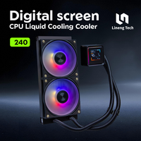 Refroidisseur de processeur liquide AIO personnalisé en usine avec écran numérique de 240 mm, écran de température, 290 W TDP, double ventilateur, roulement fluide, boîtier d'ordinateur