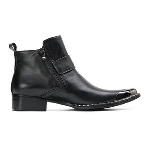 Botas de hombre de cuero vacuno estilo británico para otoño-invierno, con cremallera, suela gruesa, altura extra, modernas, negras, acolchadas. - Product Image 3