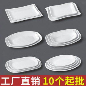 White <b>melamine</b> rectangular commercial-grade imitation porcelain rice noodle roll <b>plate</b>, hot pot restaurant serving <b>plate</b>, - Product Image 3