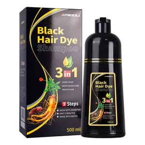 Guangzhou Meidu factory Thailand 500ml wholesale drakening brown permanent natural black hair shampoo in hair dye