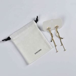Custom <b>Drawstring</b> Small Cotton Bags Transfer Jewelry Tableware Portable Storage Canvas <b>Pouch</b> - Product Image 5
