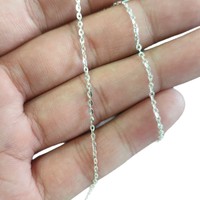 Chaîne Câble Scintillante en Argent Sterling 925 (0,3 mm, 0,35 mm) Non Finie pour Fabrication de Bijoux DIY, Apprêts de Colliers en Gros