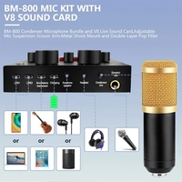 Neues BM800 Kondensatormikrofon V8 Soundkarten-Livestream-Kit mit Aufhängungshalterung für TikTok Online-Show-Übertragungen