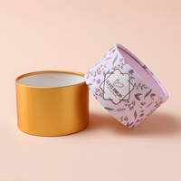 Boîte à bijoux en tube de papier rond imprimé sur mesure, avec bord doré, conteneur cylindrique pour bague, boucles d'oreilles, collier, emballage cadeau, boîte de rangement