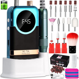 เครื่องเจียรเล็บแบบชาร์จไฟได้ รูปทรงปากกา พกพาสะดวก พร้อมหน้าจอ LCD ความเร็ว 0-45000 รอบต่อนาที ชุดดูแลเล็บมือและเล็บเท้า - Product Image 1