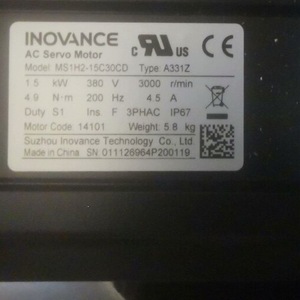 Moteur servo AC Inovance Ms1h2-15c30cd A331z 1,5 Kw 380 V 3000 tr/min IP67 Fabriqué en Chine - Product Image 1