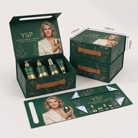 Boîte cadeau pliable de luxe personnalisée pour produits de soin de la peau avec poignée, emballage rigide en papier plat pour ensembles de soins de beauté de haute valeur