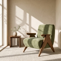 Fauteuil d'appoint individuel en tissu lin et coton écologique, style Mid-Century Modern, coloris frêne, pour salon et chambre à coucher, direct usine OEM ODM
