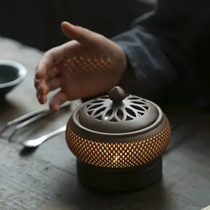 Modern Ceramic Electric Incense Burner Essential Oil LED Incense Burner Essence Heating Electron Bakhoor Burner Fragrance Warmer