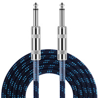 Câble coaxial pour guitare ODM personnalisé, boîtier nickelé 1/4 pouce, câble audio pour haut-parleur à âme OFC tressée en coton, réduction du bruit
