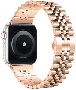 Cinturini per orologi solidi in acciaio inossidabile per Smart <span class=keywords><strong>Watch</strong></span> con bracciale con chiusura a farfalla per <span class=keywords><strong>Apple</strong></span> Series 8/7/6/<span class=keywords><strong>SE</strong></span>/5/4 - Product Image 3