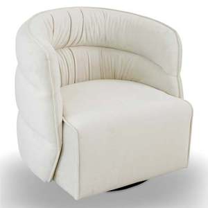 Fauteuil pivotant moderne Walden - Lin crème convertible et inclinable pour salon, bureau, hôtel et chambre - Product Image 4