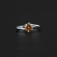 Bague classique en moissanite 1 carat à six griffes en argent S925, bague de fiançailles, cadeau de Saint-Valentin, alliance ajustable pour femme