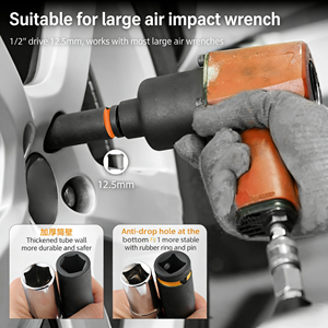 Clé à douille pneumatique robuste de 1/2 pouce à paroi épaisse avec anneau de couleur, douille à pneu allongée, outil de réparation automobile, ensemble de 6/11/16/35 pièces - Product Image 5