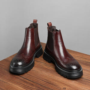 High Quality <b>Brown</b> Ankle Men's Moccasins Made British Leather Washed Retro Styled Goodyear Welted <b>Lace</b>-up Brogues Waterproof - Product Image 6