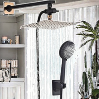 Robinet de douche mural moderne de luxe en laiton, ABS et acier inoxydable, avec pommeau de douche carré en céramique souple à poignée unique pour villa