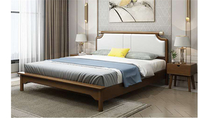 Nueva cama moderna de madera maciza 1,2/1,5/1,8 m cama doble muebles de troncos para cama infantil para <span class=keywords><strong>alquiler</strong></span> de apartamento en casa - Product Image 3
