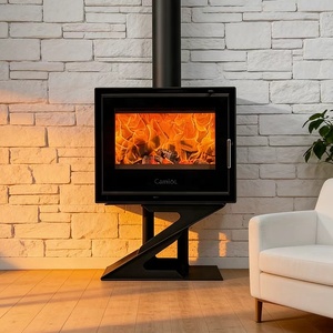 Chimenea Moderna de Acero Negro para Interiores, Independiente, de Leña, con Leños Decorativos, Calefacción para Apartamento - Product Image 4
