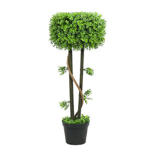 Plante verte artificielle en pot plastique de buis bonsaï utilisé pour la décoration intérieure et extérieure - Product Image 1