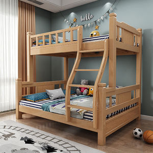Современная простая деревянная кровать из бука, высокая и низкая двухъярусная кровать для взрослых и детей, двухъярусная детская кровать для сна - Product Image 4