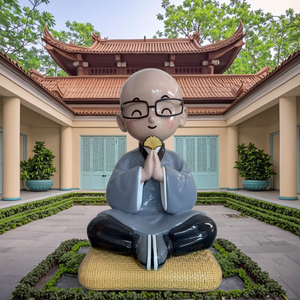 Escultura de Monje Meditando, Hecha a Mano, de Alta Calidad, Realista, de Fibra de Vidrio, para Uso en Exteriores en Templos, Salones Ancestrales, Budismo - Product Image 2