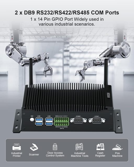 Fanless Industrial Mini PC Core I7-10510U up 4.90 GHz 2HD+DP Triple Display GPIO WiFi BT Win11/Linux/Ubuntu in Stock