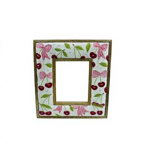 Bow Cherry Design Handmade Lightweight Durable Fashionable Modern Wood Velvet Fabric Customizable Shape Vertical Orientation - Product Image 1