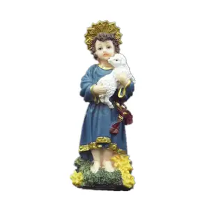 소년 예수 마리아 동상의 주문 및 OEM 수지 공예 사랑 테마를 강조하는 가정 장식을위한 종교 조각