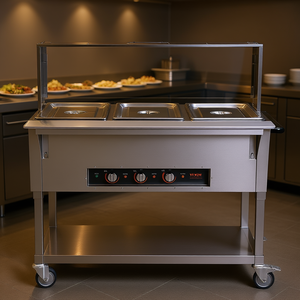Calentador de Alimentos Vevor de 3 Compartimentos, 1500W, Mesa de Vapor Eléctrica de 20.6QT, Grado Comercial, para Buffet y Catering, Color Plateado - Product Image 2